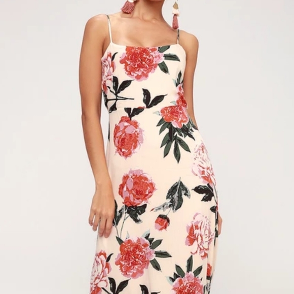 Lulus Dresses & Skirts - XL Lulu's Pink Floral Backless Maxi Dress